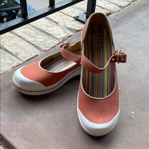 Dansko Women's Orange and White Mary Jane Shoes